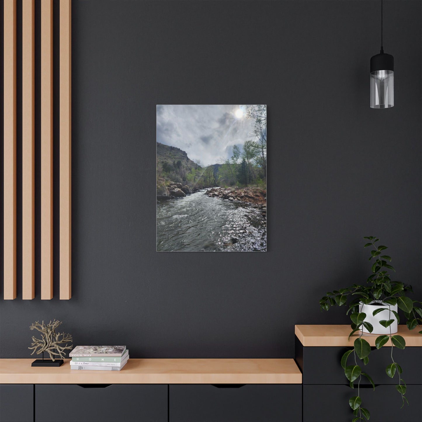 Clear Creek, CO  in Spring Landscape Satin Canvas Print — Stretched Wall Art