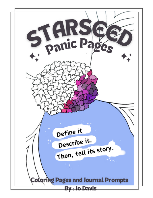 Libro para colorear de Starseed Panic Pages (tapa dura) firmado